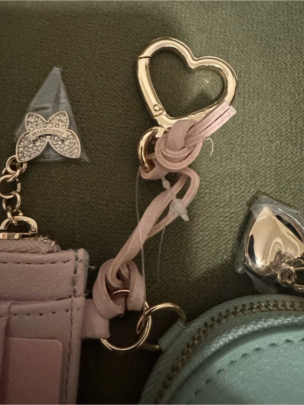 Juicy Couture Mint & Pink Floral Coin Pouch and Keyring Set